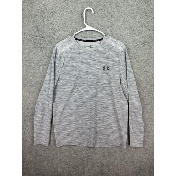 Under Armour Shirt Mens Large Gray HeatGear Long Sleeve Athletic Performance Top
